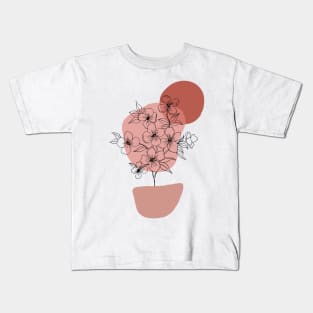 Abstract Botanical Potted Flowering Plant Kids T-Shirt